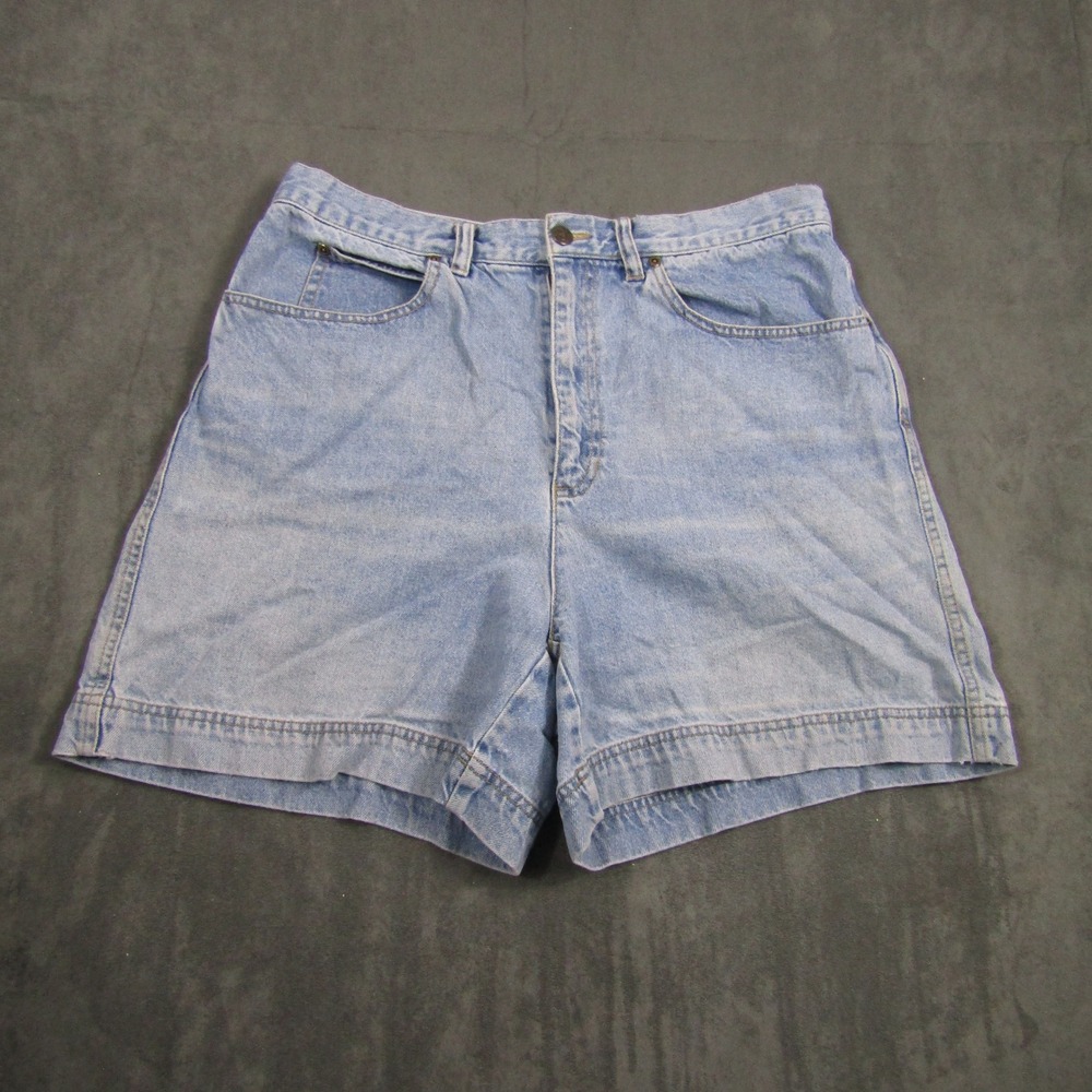 LizWear Denim Shorts Womens 14 Light Blue Vintage High Waisted Cotton 00691